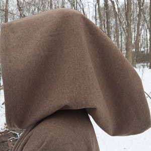 Walnut brown WOOL cloak Accessible hands custom length image 5
