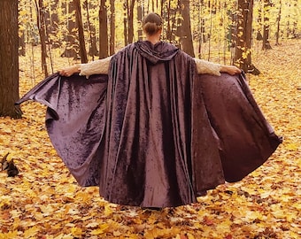 FULL CIRCLE Mauve lavender crushed velvet cloak - Custom Length