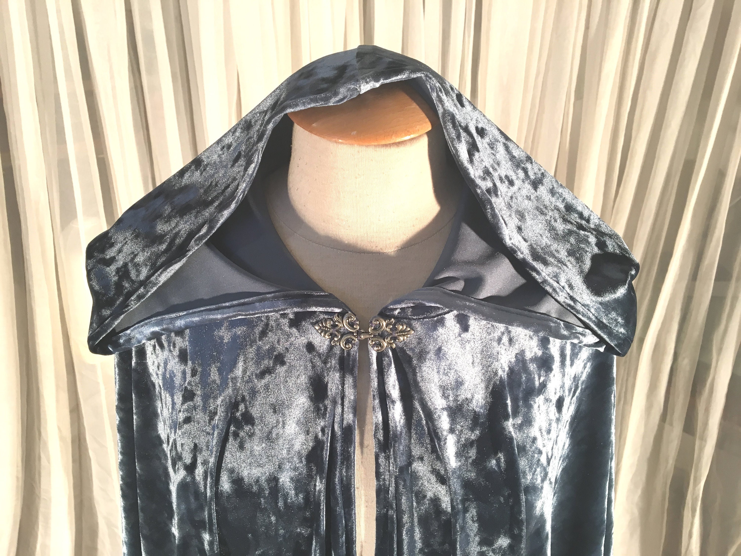 Petroleum Peacock Blue Crushed Velvet Cloak - Accessible Hands