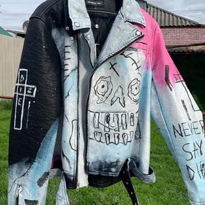 Lil Peep Never Say Die Custom Hand-painted Leather Jacket