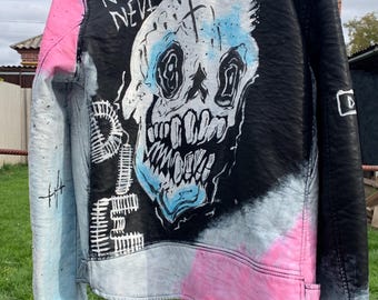 Lil Peep Never Say Die Custom Hand-painted Leather Jacket - Etsy