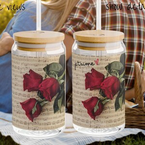 Je&#39;teme, I love you, Sipper Glass, 16oz