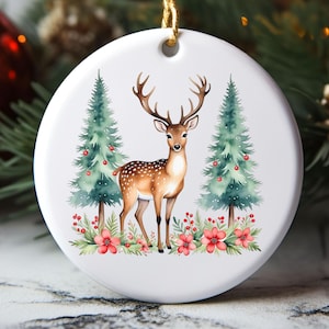 Woodland Christmas Decoration, Deer Holiday Ornament, Rustic Xmas Tree Decor, Forest Animal, Cabin Winter Gift