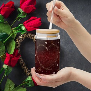 Valentines Heart Sipper Glass, 16oz
