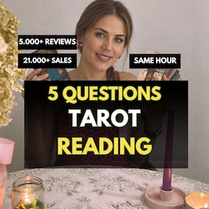 Same Hour 5 Question Tarot Reading : Love, Career & Life Insight, Personalized Guidance, Detailed Answers