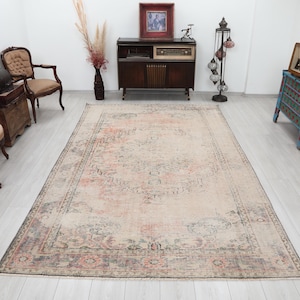 6x10 Turkish Orange Rug, 6x10 Oushak Rug, Handwoven Rug, Bohemian Rug, Unique Rug, Floor Area Rug, Vintage Wool Rug, Antique Rug, Home Decor
