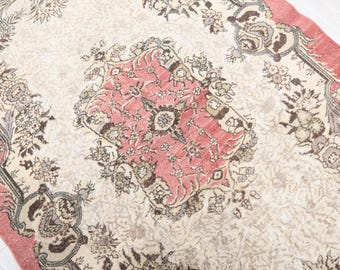 Handwoven 6x9 Turkish Oushak Rug, Vintage Floral Wool Carpet