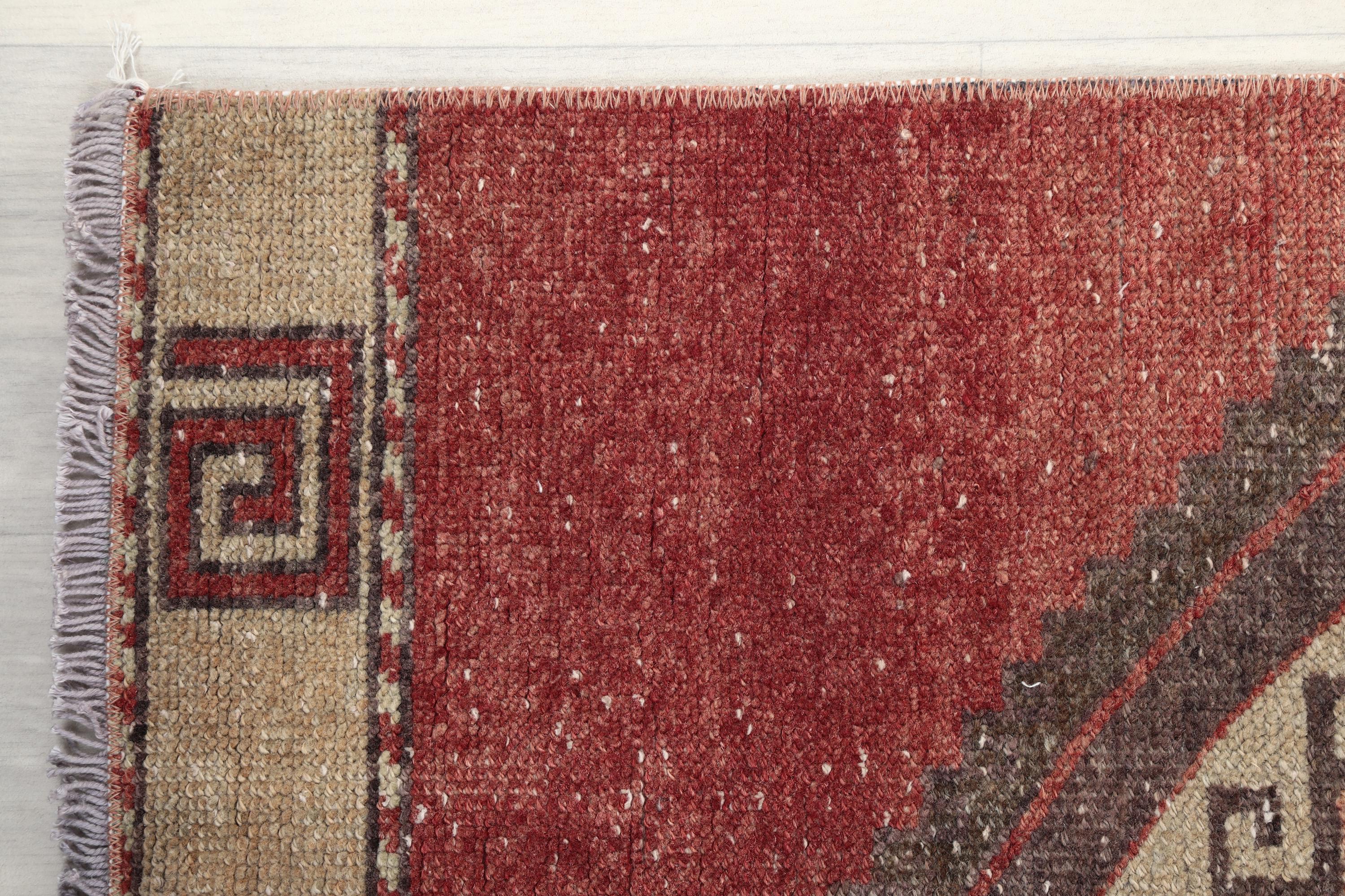 ヴィンテージトルコ製レッドランナーラグ：2.8x12.9フィート、ウール