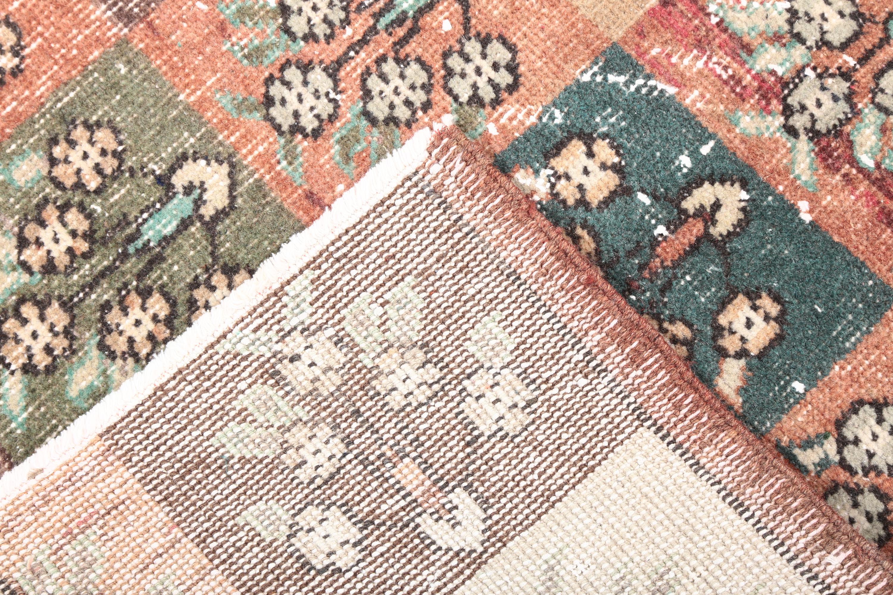 ランナーラグ　ヴィンテージラグ　トルコラグ トルコヴィンテージラグ 44.5×106 ランナーラグ 紫 グレイ くすみ