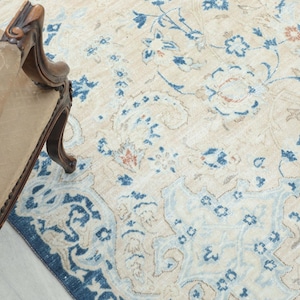 10x13 Vintage Oushak Rug: Hand-Knotted Wool & Cotton Persian Style