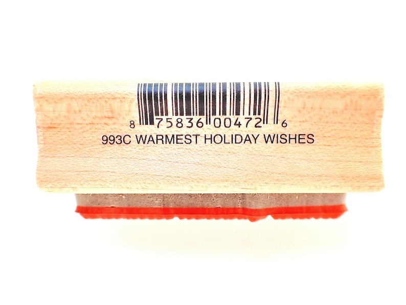 Savvy WARMEST HOLIDAY WISHES Wood Mount Rubber Stamp