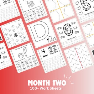 Preschool Month 2 Pack, Preschool curriculum, Kindergarten, PreK workbook, Homeschool 3-year-old and 4-year-old, Preschool Lesson Plan.