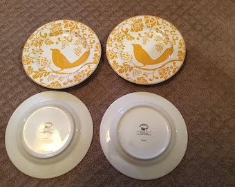 Pier 1  Import 4 Yellow Bird Plates dish set