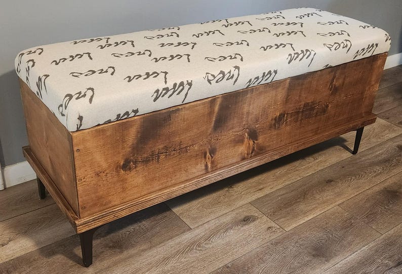 Rustic Pine Storage Bench - Etsy