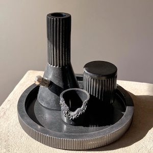 OBSIDIAN Smokable Sculpture | Concrete Art Object | Handmade Minimalist Decor | Nature Inspired Gift