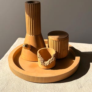 OCHRE Smokable Sculpture | Concrete Art Object | Handmade Minimalist Decor | Nature Inspired Gift