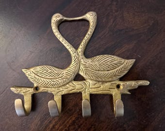 Antique Gold Swan Wall Hook: Rustic Farmhouse Decor