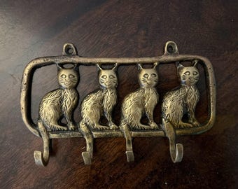 Rustikaler Katzen Wandhaken: Antikes Gold Eisen Kleiderbügel