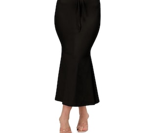 Black Shapewear Skirt, Cotton Blend, Slimming Silhouette, Saree Petticoat