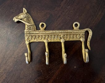 Rustic Horse Wall Hook: Antique Gold Equestrian Decor