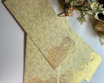Festive Gifting Envelope: Gold Block Print, Shagun Card (Pack of 10)