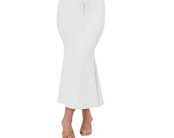 White Shapewear Skirt: Slimming Saree Petticoat, Evening Outfit