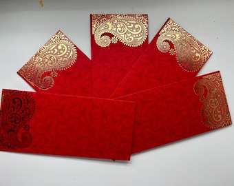 Festive Gifting Envelopes x10: Gold Block Print, Diwali Shagun