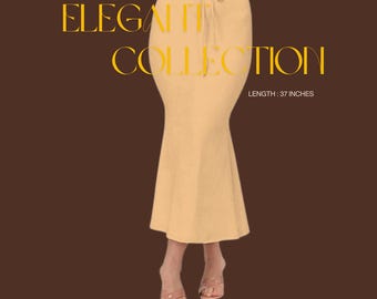 Nude Fishtail Shapewear Skirt, Party Evening Outfit (37 Inches)