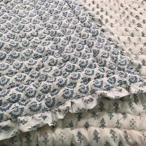 Edredón infantil con estampado a mano - Ropa de cama de algodón suave para la habitación del bebé, borde con volantes, regalo para baby shower