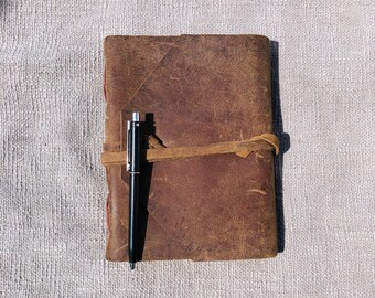 Rustic Distressed Leather Notebook Personalized Travel Journal for Men & Women Handcrafted Leather Sketchbook
