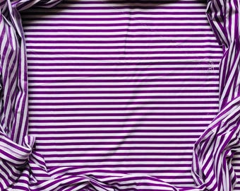 Purple Striped Cotton Fabric: Soft Breathable Sewing Material