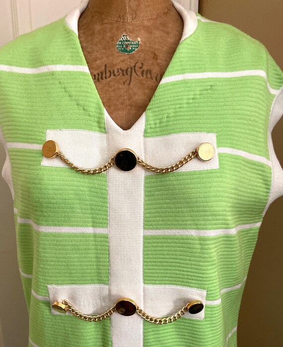 1960s Mod Gogo Dress: Lime Green Stripe, Gold Chain Detail - Etsy