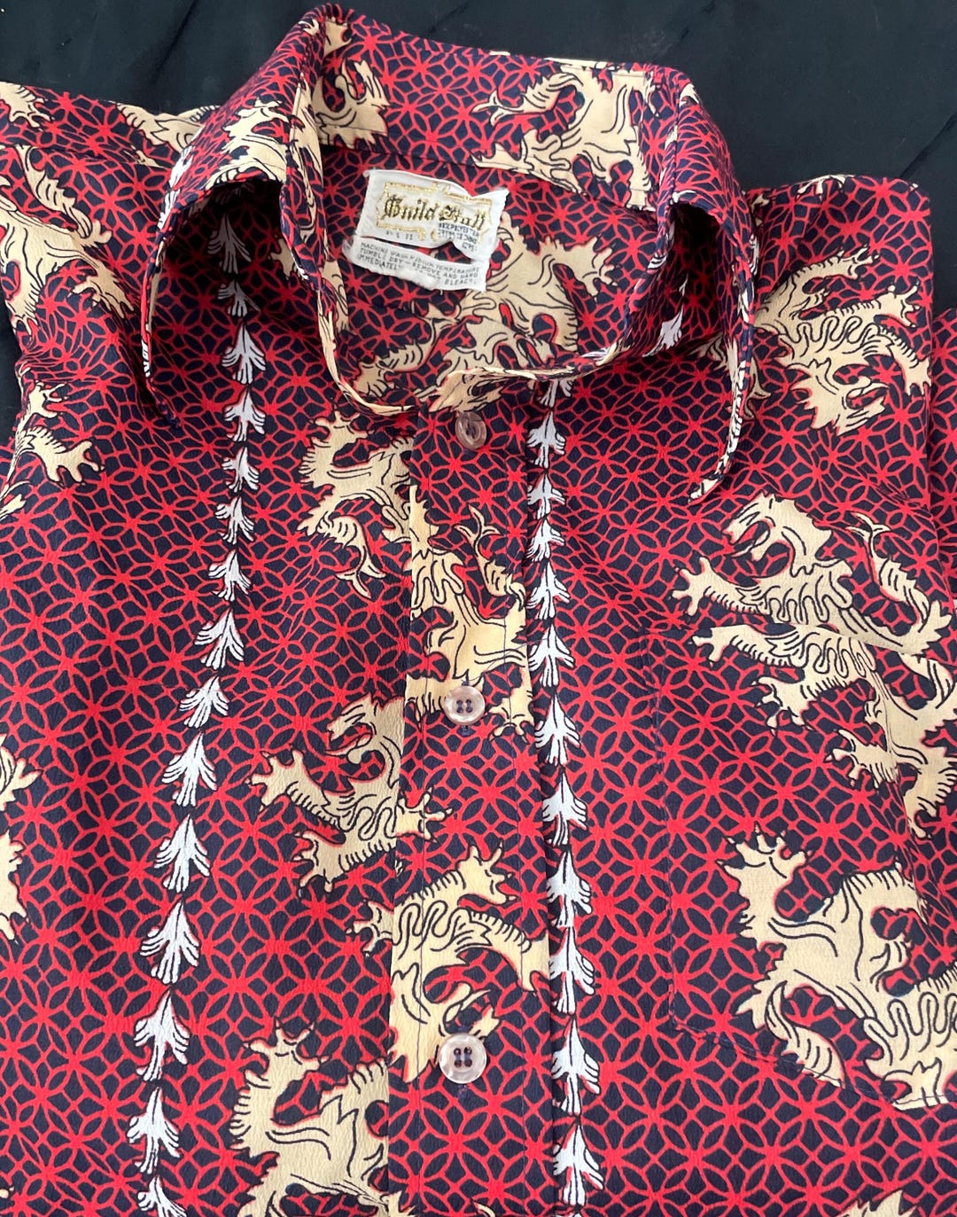 60’s Men Disco Shirt Brown Embossed No Iron Light main image 1