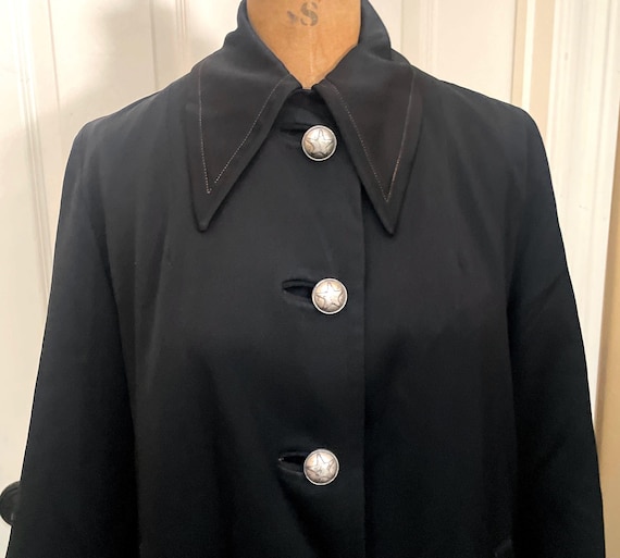 Sold Vintage 40s/50s Open-Front Swing Coat -10 Pockets Full-Circle A-Line Stripe Navy