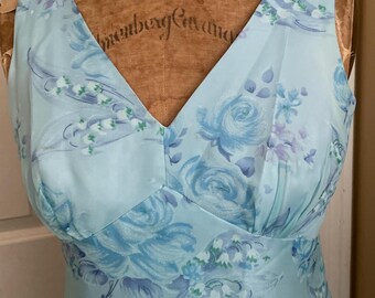 Vintage 1970’s Baby Blue Floral Maxi Dress * Halloween Costume * Homecoming * vintage retro * Maxi Dress