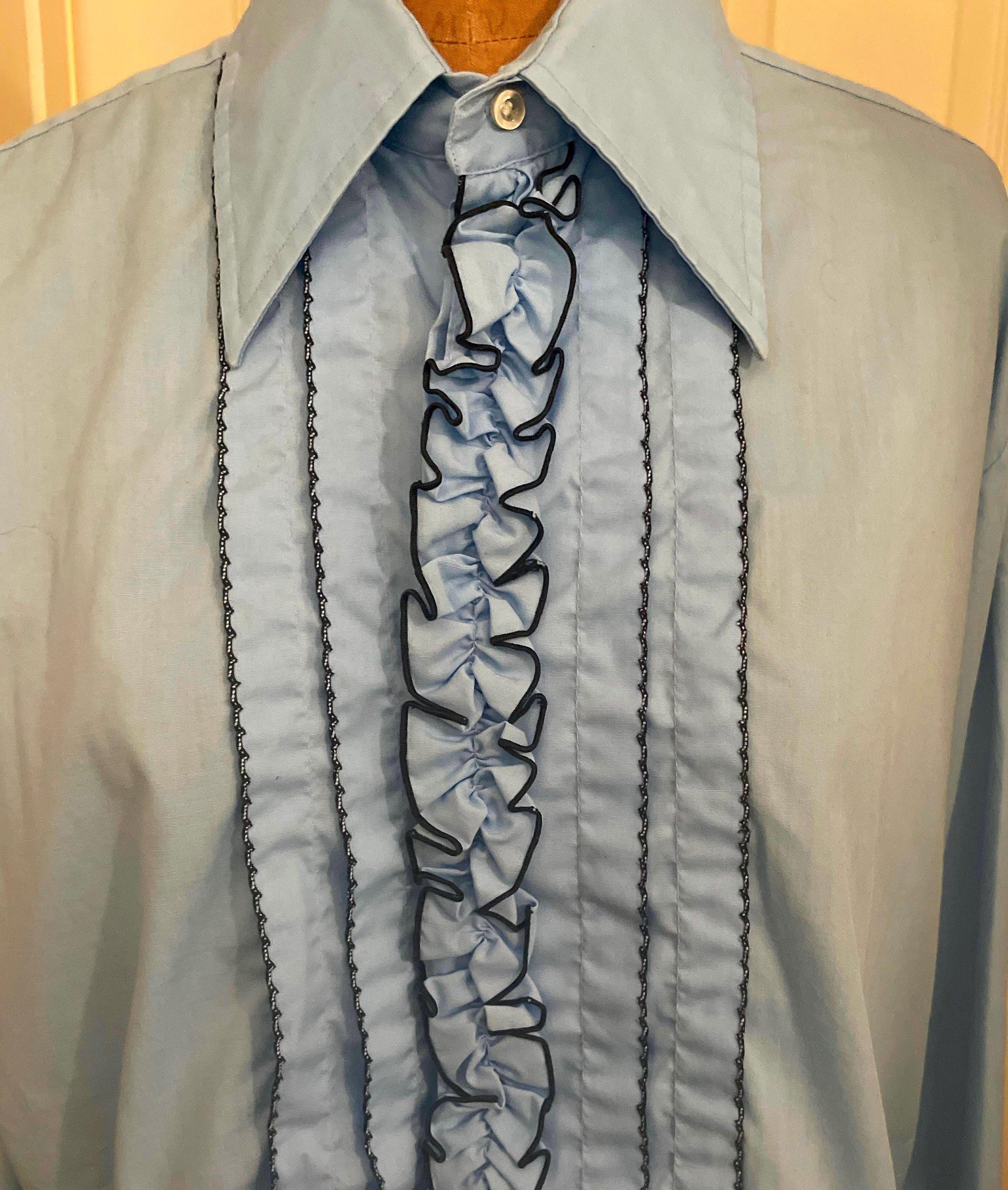 Blue Tuxedo Vintage Ruffled Tuxedo Shirt Vintage 1960's Baby Blue