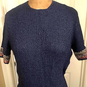 1940’s Navy Blue Ribbon Knit Dress! 40s ribbon dress, 40’s Day dress, 40’s  print dress 40’s Navy blue day dress, 40’s Dress
