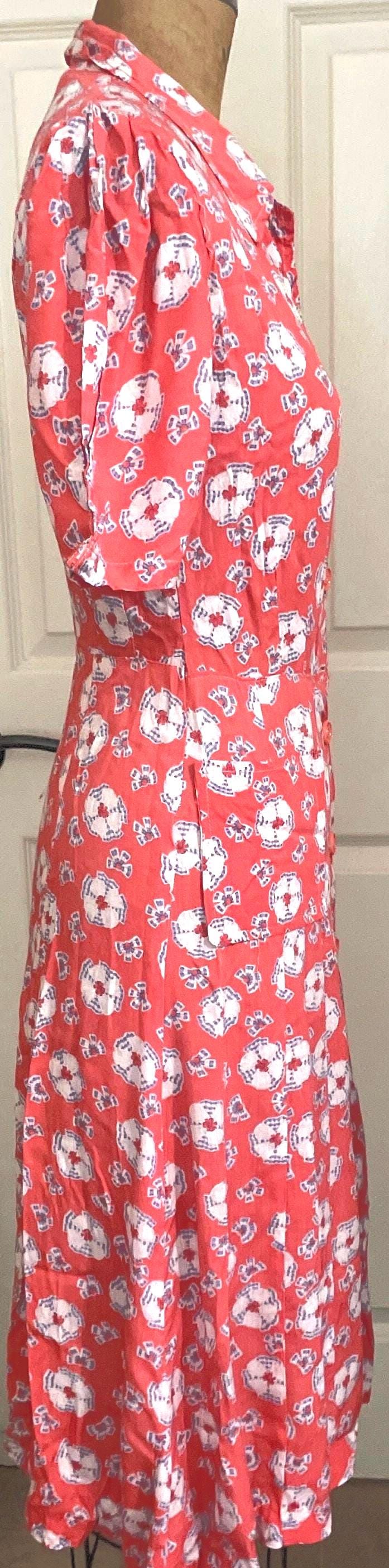 1940's Salmon Pink Rayon Day Dress! 40s Rayon Dress, 40's