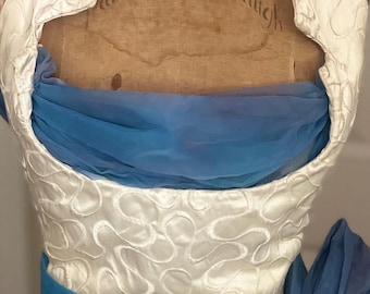 1950s Ivory Silk Satin Prom Dress: Vintage Halter Cocktail Gown