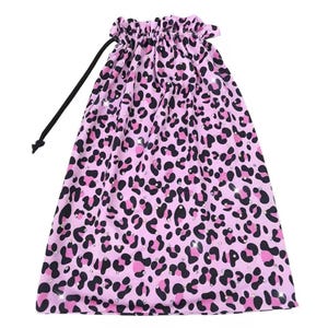 Pink Leopard Rhinestone Drawstring Moneybag for Exotic Dancers