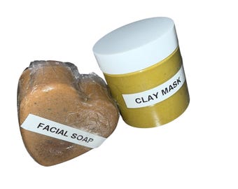 Golden Glow Skincare Duo | Facial Soap and Clay Mask | Brightening Detoxifying | Skin Tone & Radiance Set