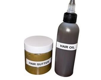 Ayurvedic Hair Oil & Moisturizing Hair Butter Duo | Nourishing, Frizz Control, Hydrating | Natural Hair Care Set