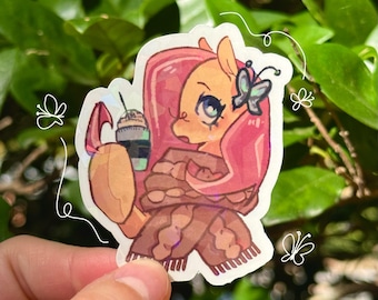 cozy fluttershy my little pony holographic sticker