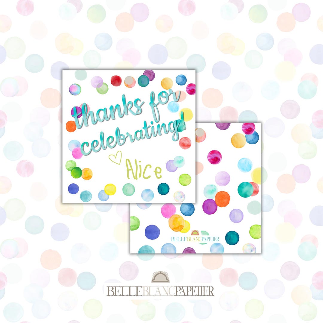 Watercolor Confetti Birthday Party Favor Tags or Stickers - Etsy