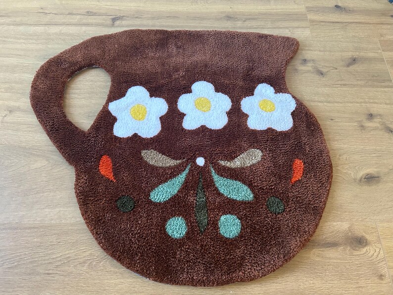 Spanish Jarrito Mug Rug | Mexican Home Decor | Hand Tufted Rug | Non ...