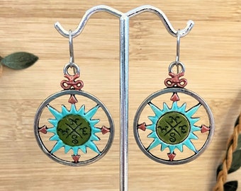 Compass Hand Painted Earrings