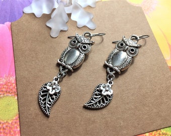 Owl Tree Leaf Flower Earrings