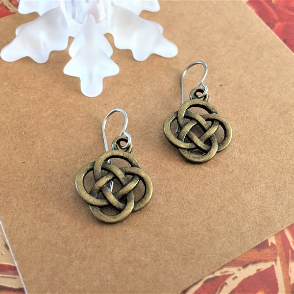 Celtic Knot Earrings Bronze Filigree