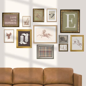 Western Wall Art Prints | Personalised Initial Sign | Boys Room & Nursery Decor | Western Printable Wall Art Gallery | Instant File Download