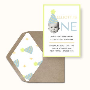 Party Hat Birthday Invitation | Editable Canva Template | Party Hat Theme